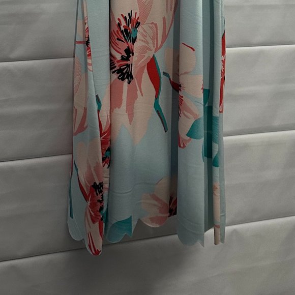 EUC - Candie's Halter Dress - Teal - Size Large - Scalloped Edge on Hem/Arms - Picture 3 of 3